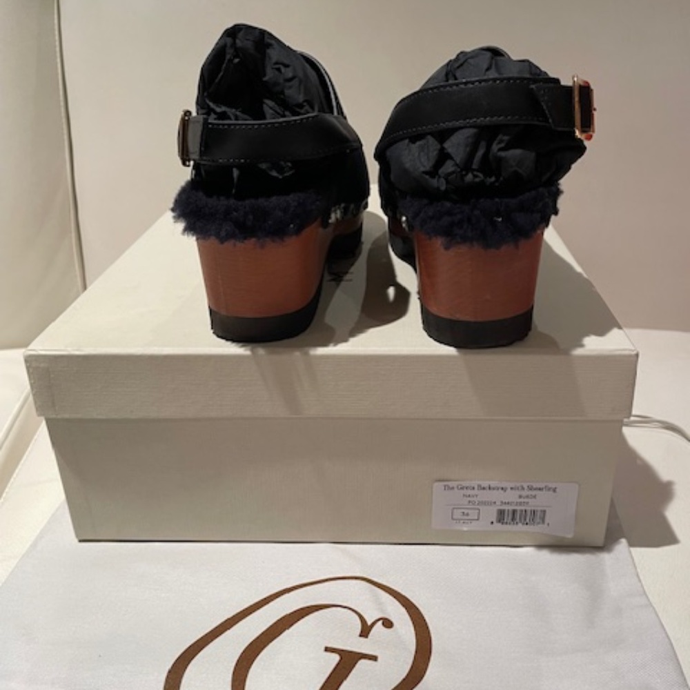 M.Gemi Greta Backstrap With Shearling Clog - Size… - image 8